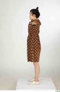 Aera brown dots dress casual dressed standing t poses white…